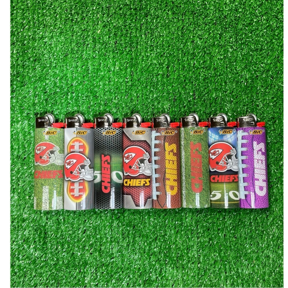 NEW 8pc LARGE size kansas city chiefs NFL football bic lighters LIMITED EDITION